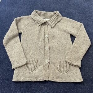 Max Studio Sweater Womens Extra Small Beige Lambswool Blend Button Front